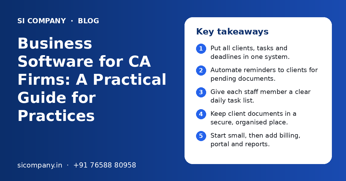 Business Software for CA Firms: A Practical Guide for Practices: key takeaways infographic
